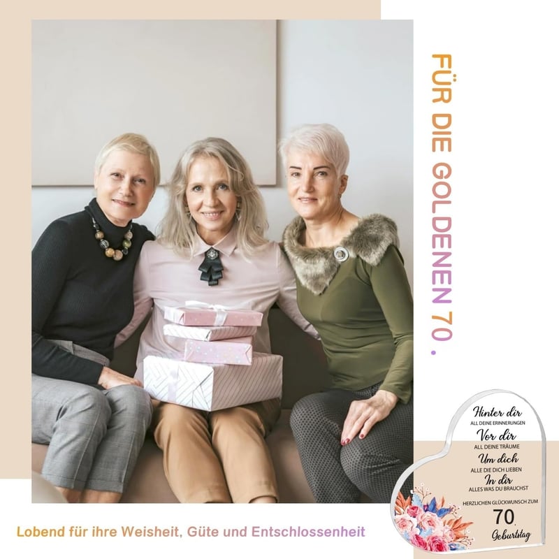 Acrylplakette zum 70. Geburtstag für Frauen