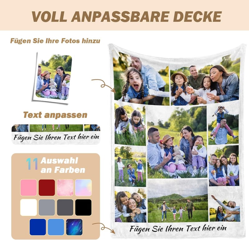 Personalisierte Foto-Decke – Flauschiges Geschenk für Eltern und Anlässe
