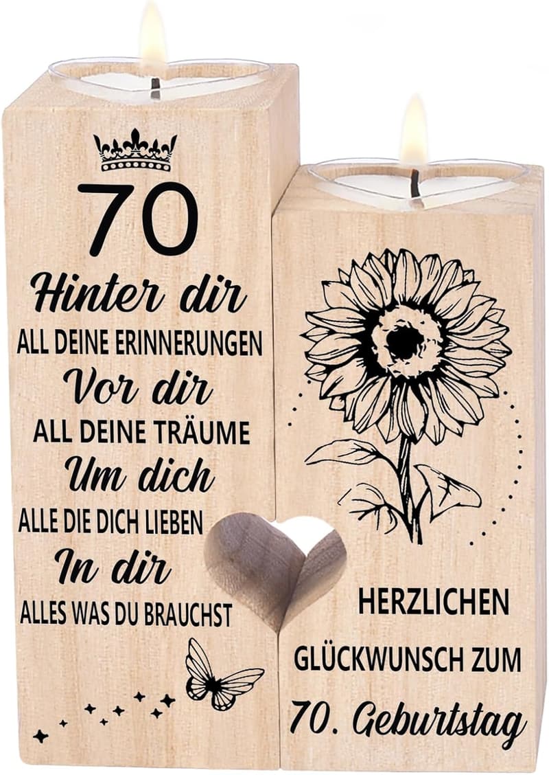 70. Geburtstag Kerzenständer - Geschenk für Frauen und Männer