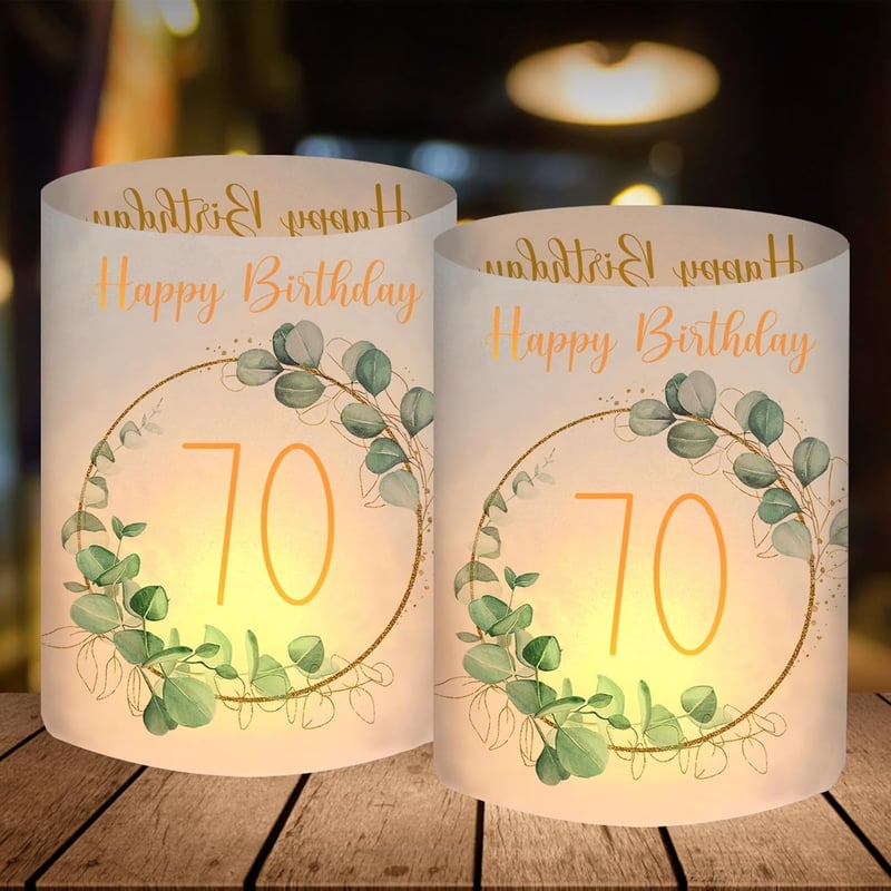 70. Geburtstag Tischdeko mit 12 Windlichtern für Teelichter