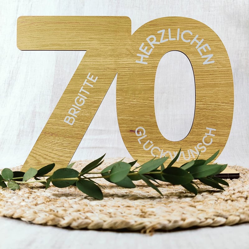 Personalisierbares Gästebuch zur Tischdeko für den 70. Geburtstag