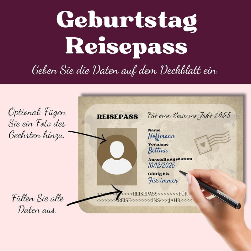70. Geburtstagskarte mit Gästebuch für Männer und Frauen – Jahr 1955