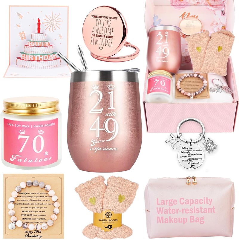70. Geburtstagsgeschenkset für Frauen – Humorvolles Geschenk für Mama, Schwester, Tante, Oma