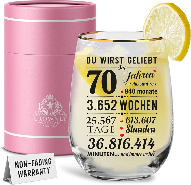 Personalisierte Cocktailgläser als 70. Geburtstagsgeschenk für Frauen