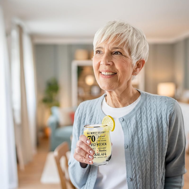 Personalisierte Cocktailgläser als 70. Geburtstagsgeschenk für Frauen