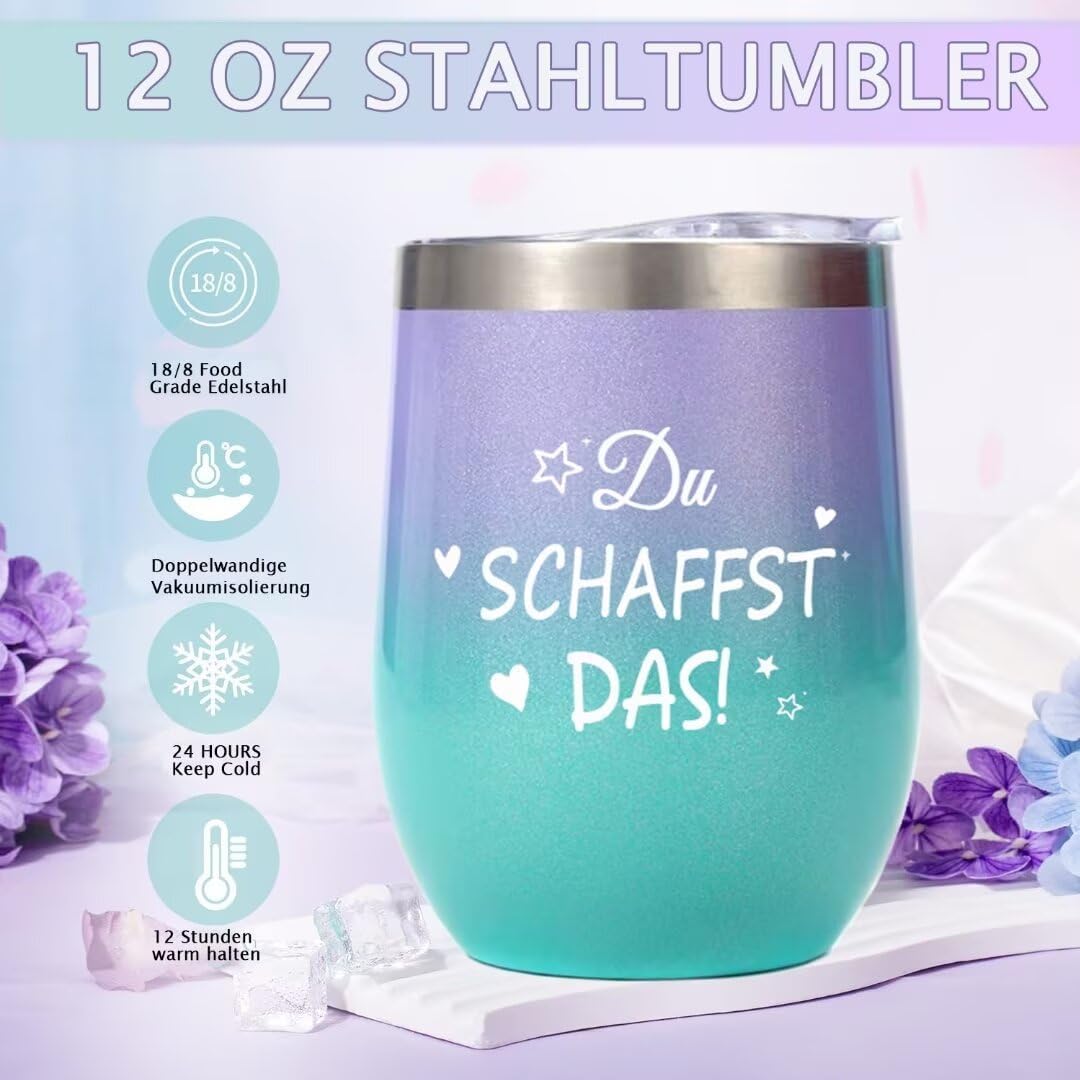Geburtstagsgeschenkset für Frauen mit Weinbecher und Kuscheldecke