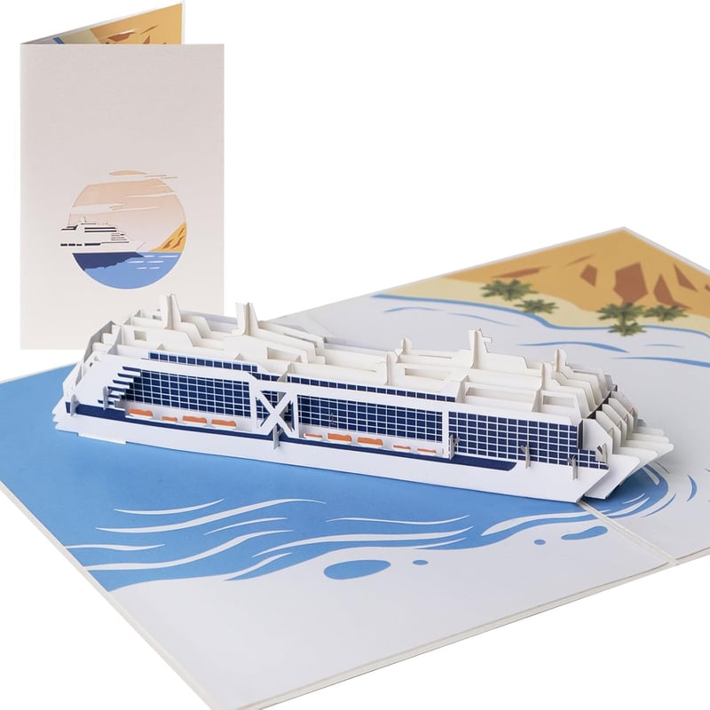 3D Geburtstagskarte Kreuzfahrtschiff aus Metallic-Papier