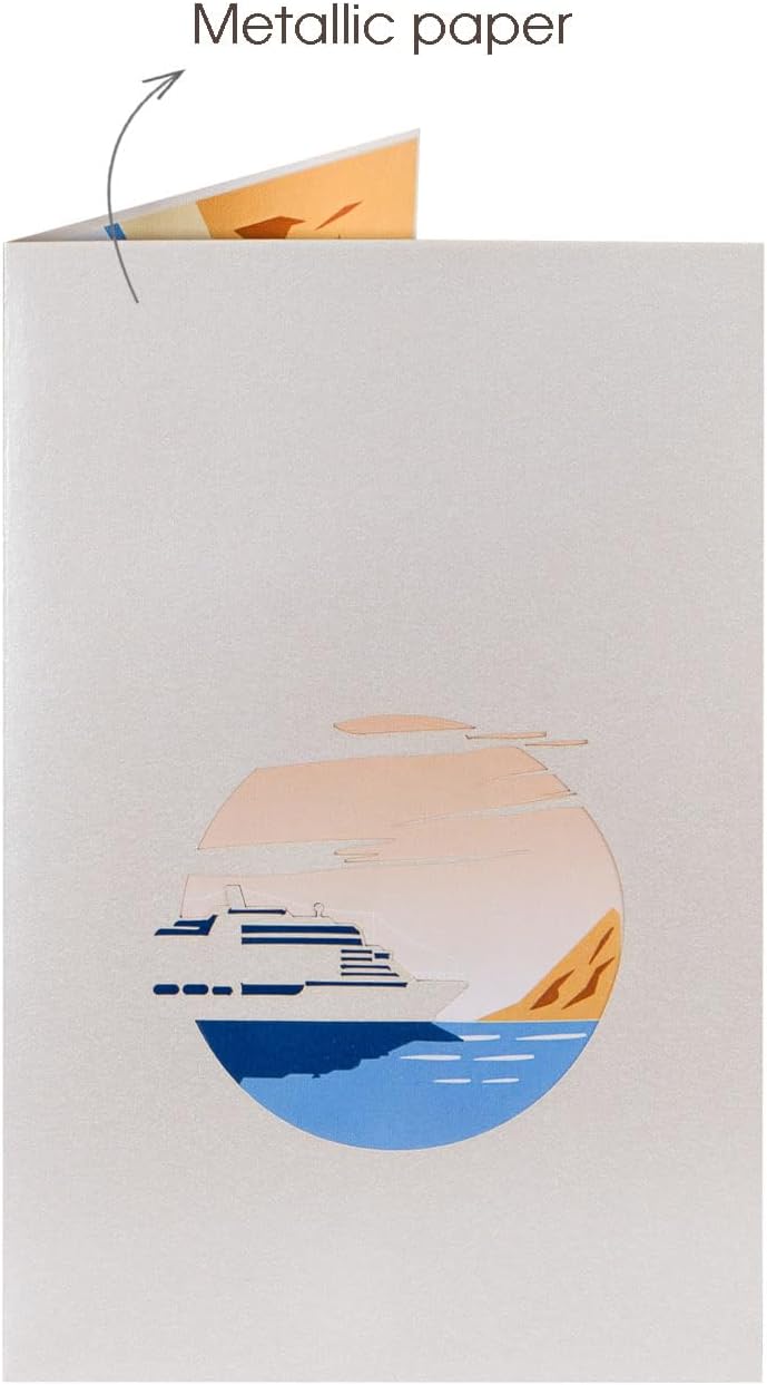 3D Geburtstagskarte Kreuzfahrtschiff aus Metallic-Papier
