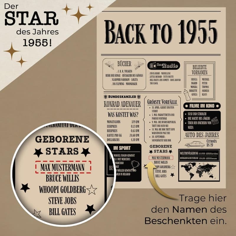 70. Geburtstag Poster im Zeitungsdesign von 1955 – Geschenk für Paare