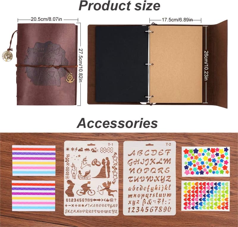 Personalisierbares Vintage Fotoalbum mit 30 schwarzen Seiten, ideal als Geburtstagsgeschenk für Paare