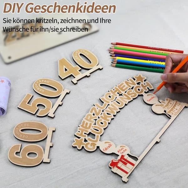 70. Geburtstag Deko mit LED Lichterkette aus Holz für Männer und Frauen