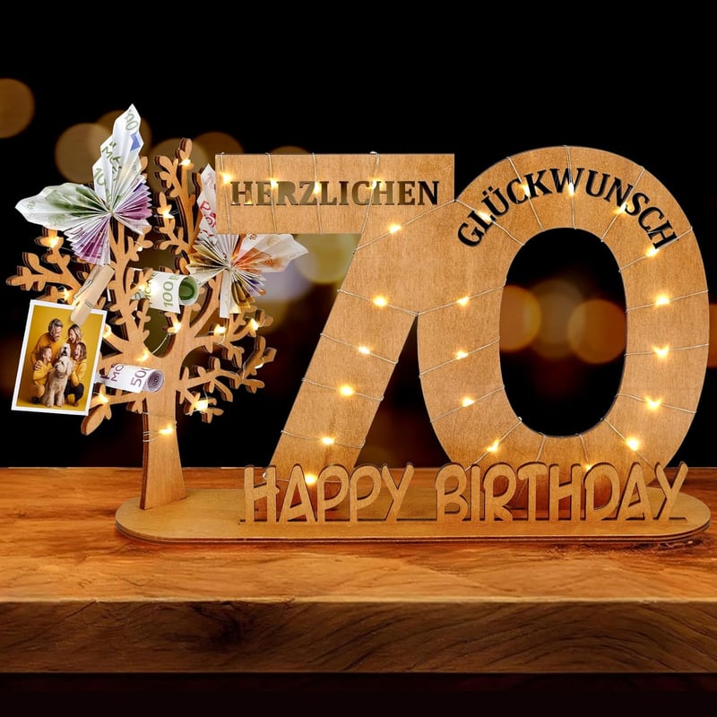 Holz Schild mit Gästebuch für Geldgeschenke zum Geburtstag