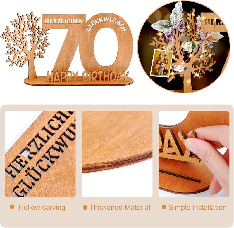 Holz Schild mit Gästebuch für Geldgeschenke zum Geburtstag