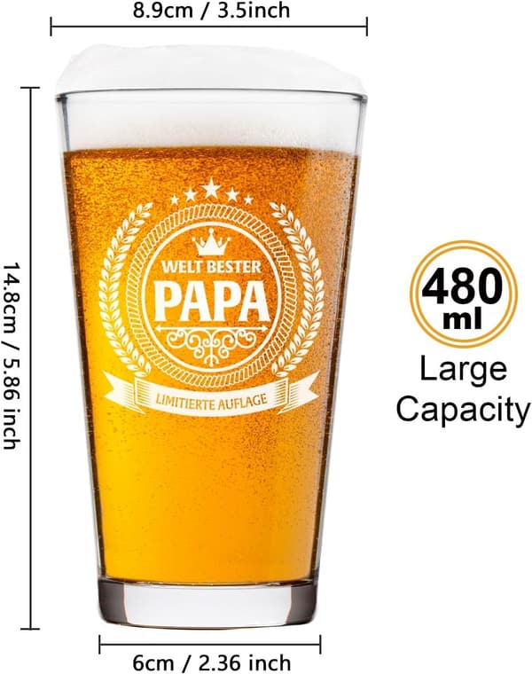 Vatertagsgeschenk: Bierglas für Papa in Geschenkbox