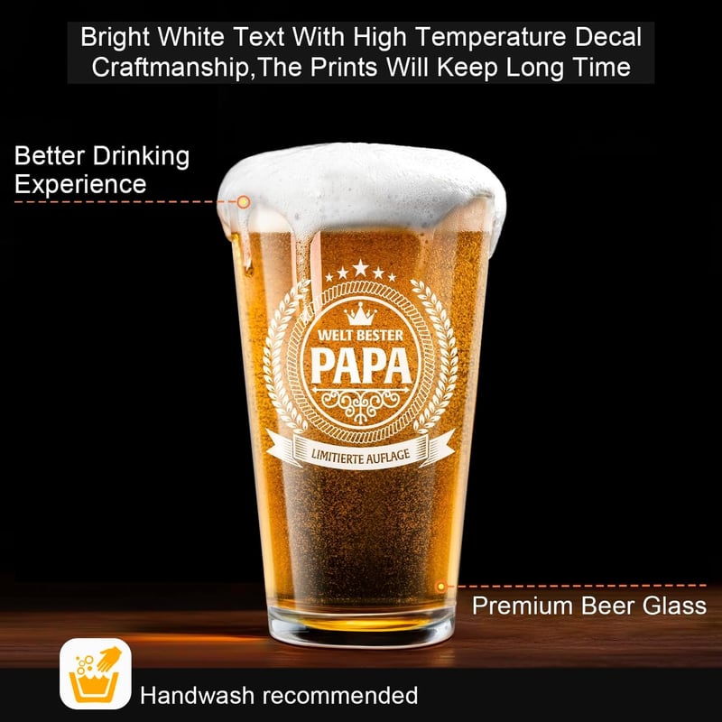 Vatertagsgeschenk: Bierglas für Papa in Geschenkbox