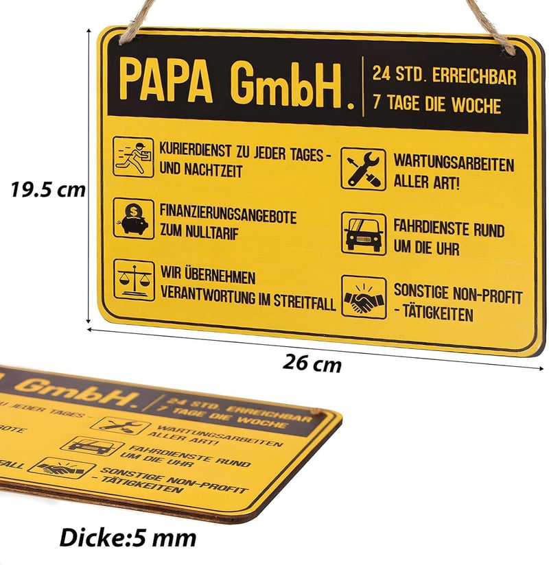 Lustiges Holzschild zum Geburtstag für Papa