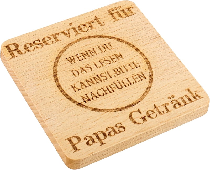 Lustige Holzuntersetzer als Vatertagsgeschenk für Papa