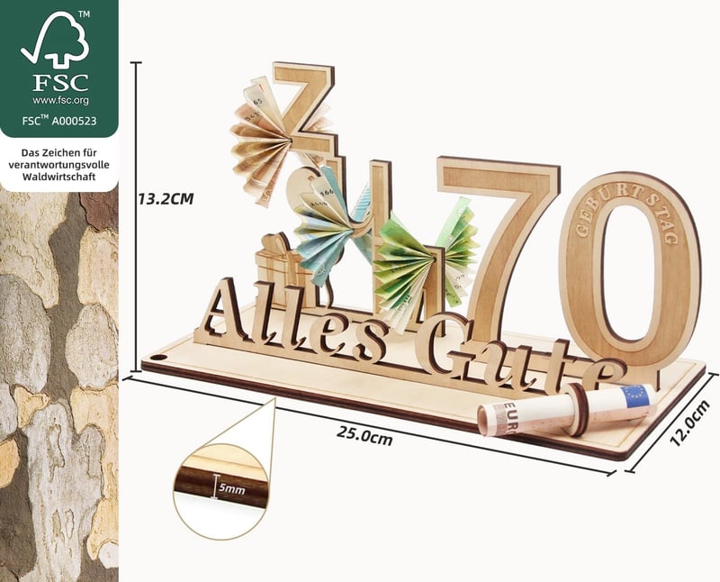 Geschenkideen zum 70. Geburtstag aus Holz für Männer und Frauen