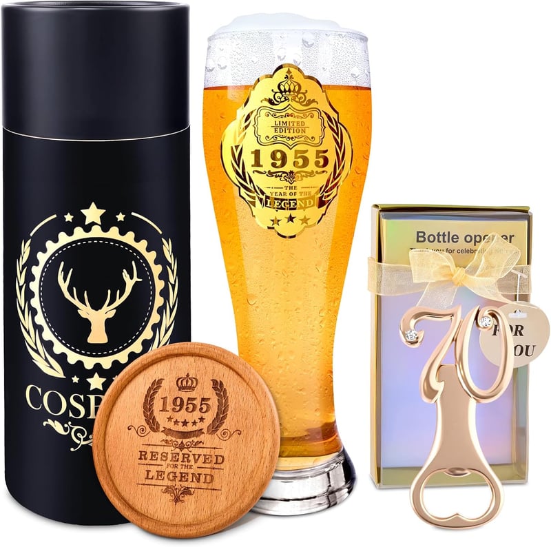 Personalisierte Bierglas-Gravur zum 70. Geburtstag für Männer