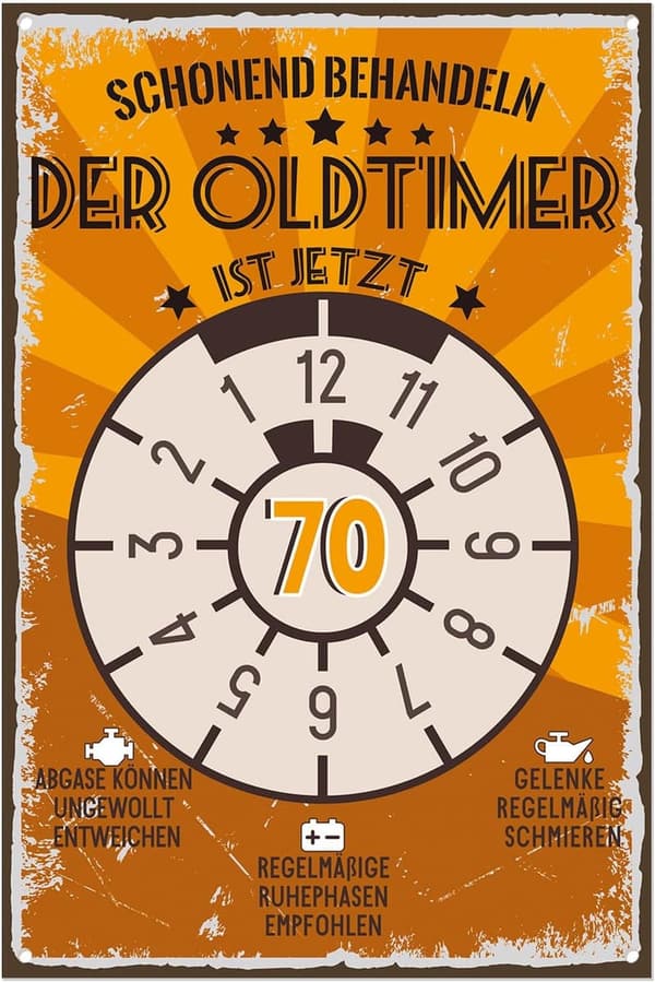 Retro Metallschild zum 70. Geburtstag für Männer, 20x30cm