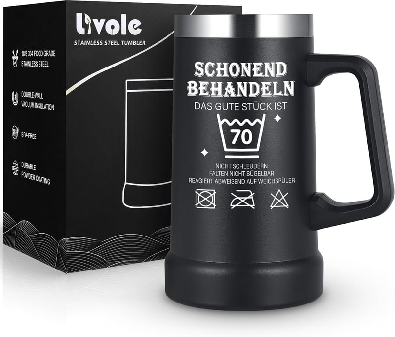 Lustiges Edelstahl-Thermobecher-Geschenk zum 70. Geburtstag für Männer