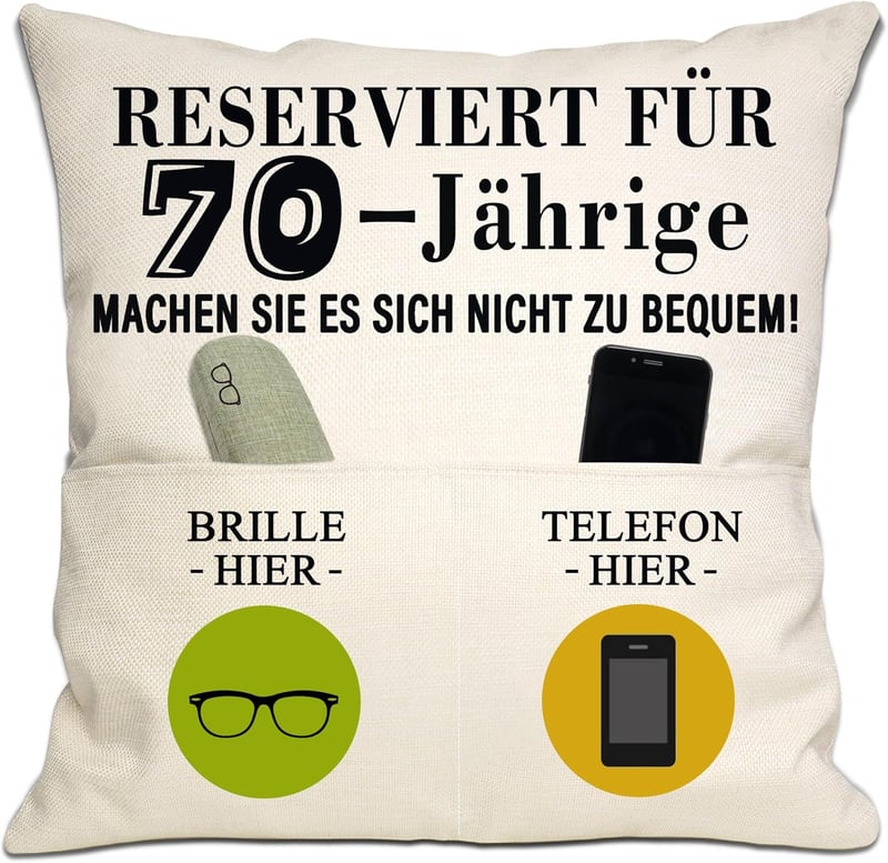 Kissenbezug zum 70. Geburtstag für Frauen und Männer