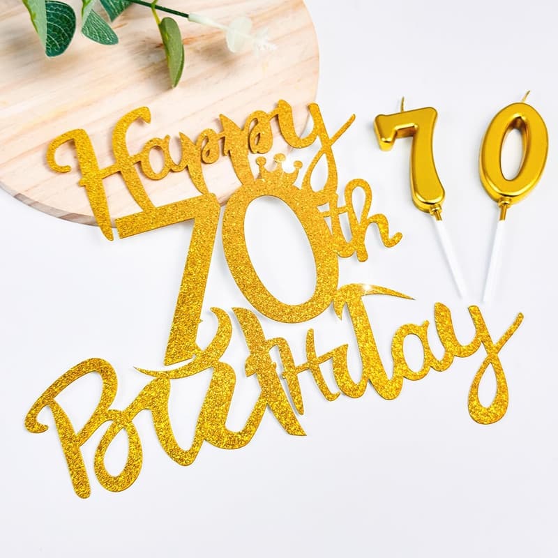 70. Geburtstag Tortendeko Set mit 20 Kuchen Toppern und Kerzen