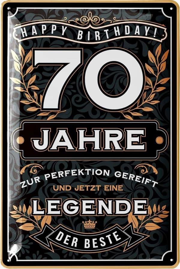 Lustiges Metallschild 70 Jahre – Vintage Deko für Männer