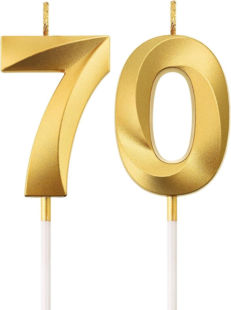 70. Geburtstag Ziffernkerzen für Kuchen – Deko für Feierlichkeiten