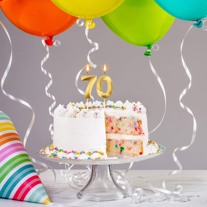 70. Geburtstag Ziffernkerzen für Kuchen – Deko für Feierlichkeiten