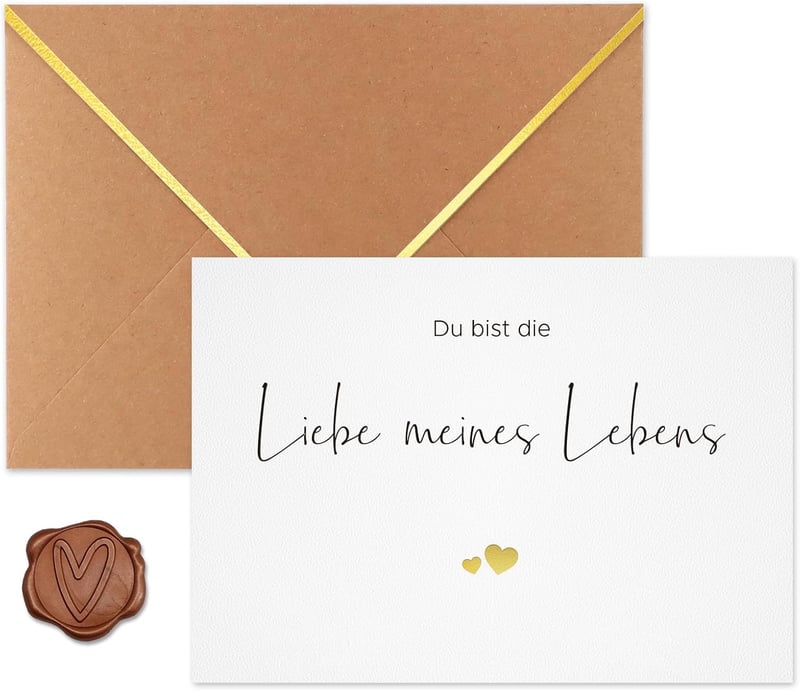 Hochzeitstagskarte A6 mit Wachssiegel –