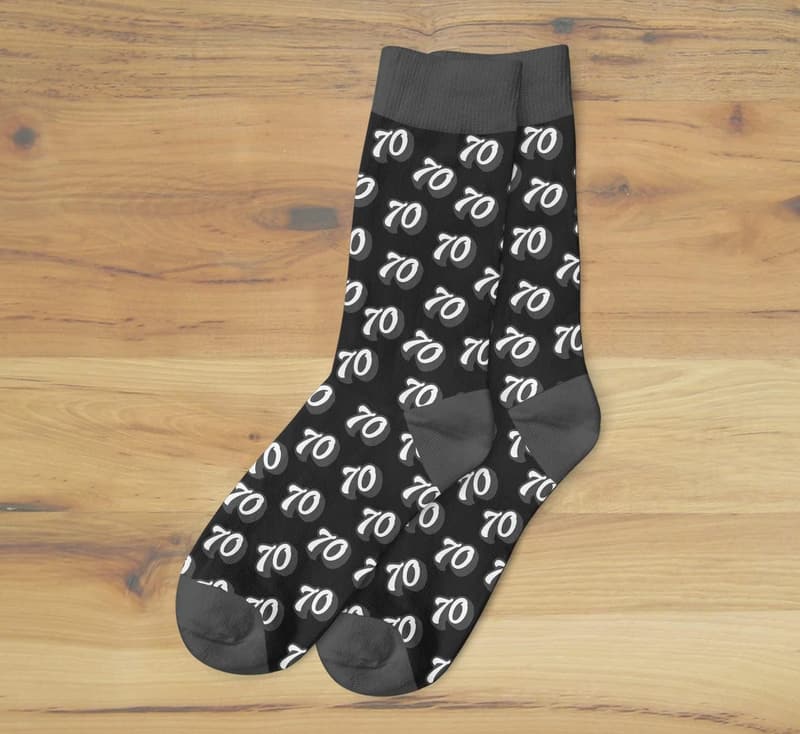 Socken zum 70. Geburtstag für Herren, Größe 39-45, Schwarz