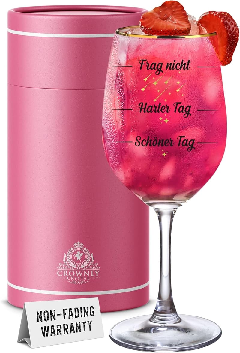 Lustiges Weinglas mit Spruch für Frauen – personalisierbares Geschenk