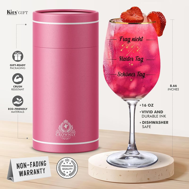 Lustiges Weinglas mit Spruch für Frauen – personalisierbares Geschenk