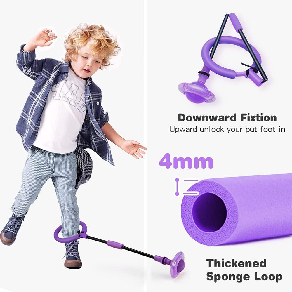 Blinkender Springring für Kinder mit Lichtrad - Faltbarer Jumping Ball (Lila)