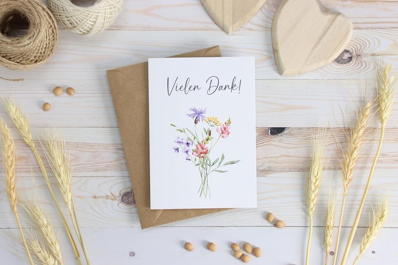 10er Set Dankeskarten für Hochzeiten - Klappkarten mit Umschlägen