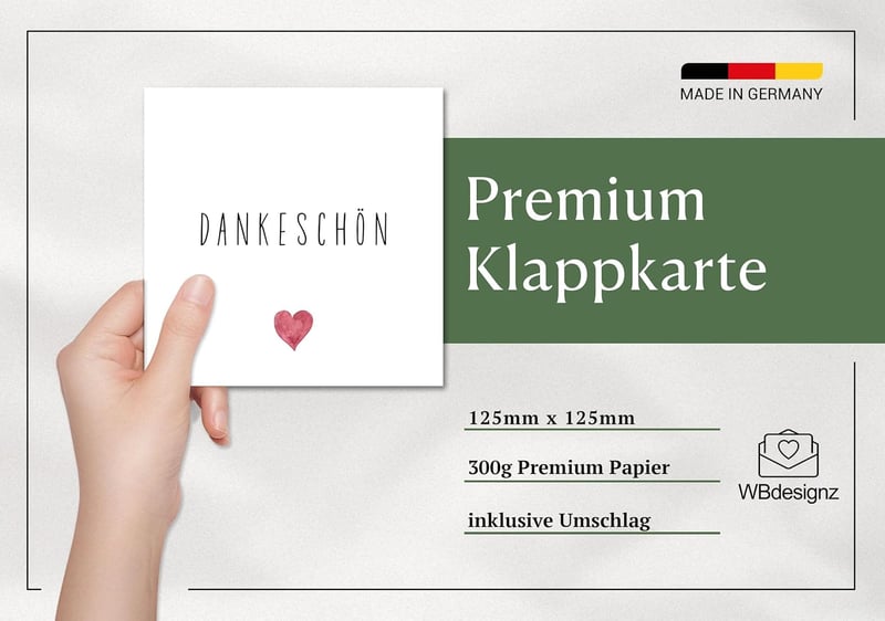Dankeskarten-Set zur Hochzeit - 10x Dankeschön-Karten mit Umschlägen