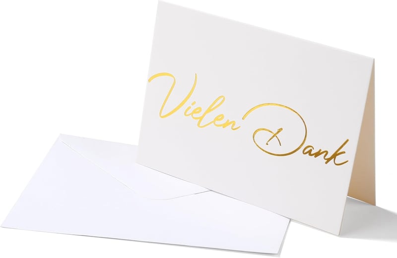 50 Dankeskarten mit Umschlägen, goldene Prägung, DIN A6