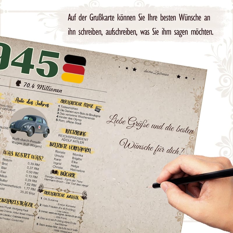 Besondere Geburtstagskarte 80 Jahre für Frauen und Männer mit Umschlag