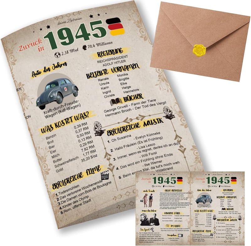 Besondere Geburtstagskarte 80 mit Umschlag für Jubiläumsfeiern