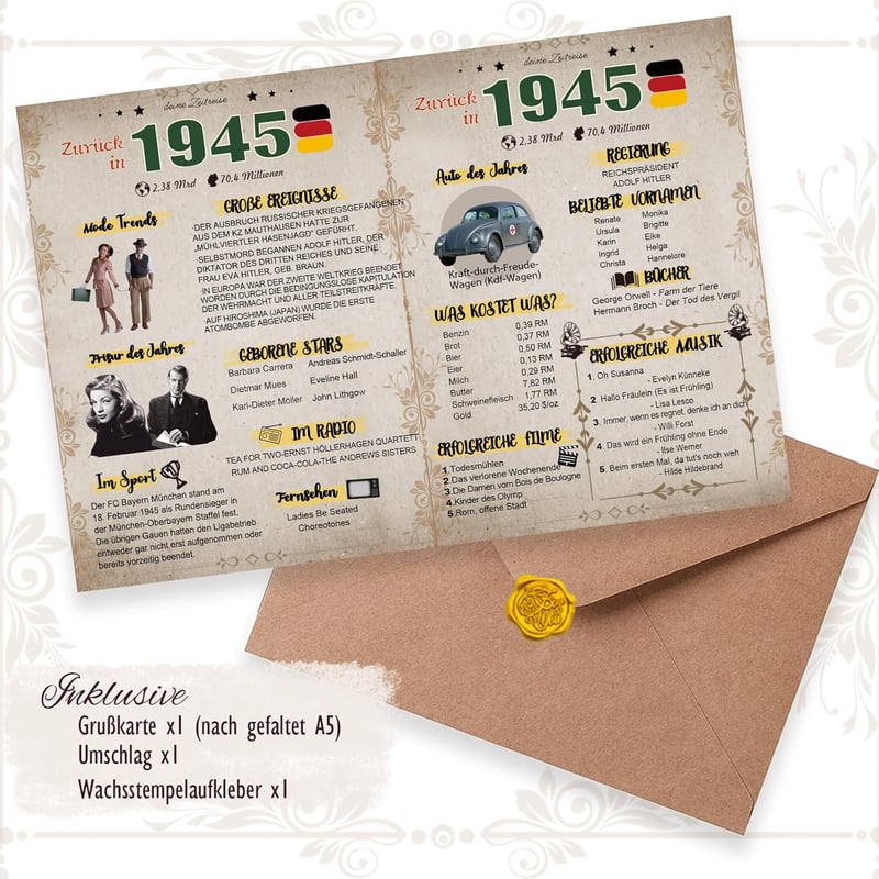 Besondere Geburtstagskarte 80 mit Umschlag für Jubiläumsfeiern