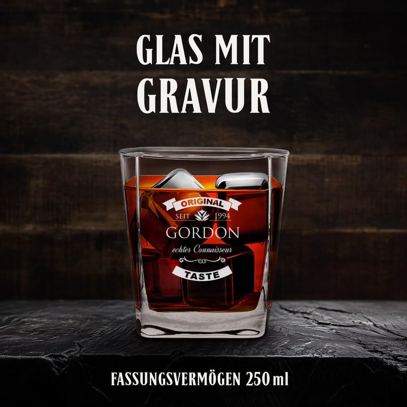 Personalisierte Whiskygläser mit Gravur – 300 ml – Geschenke für Männer