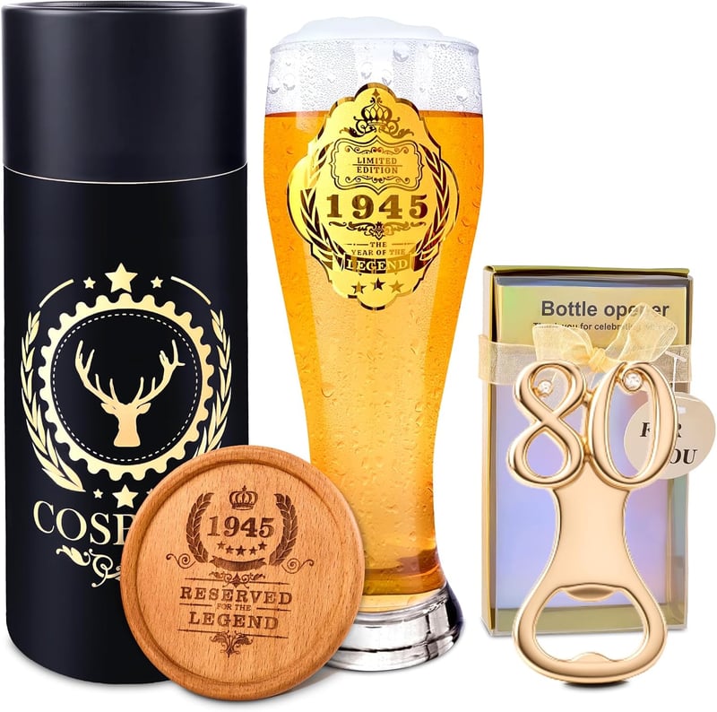 Personalisierte Bierglas-Gravur 580ml für 80. Geburtstag Mann