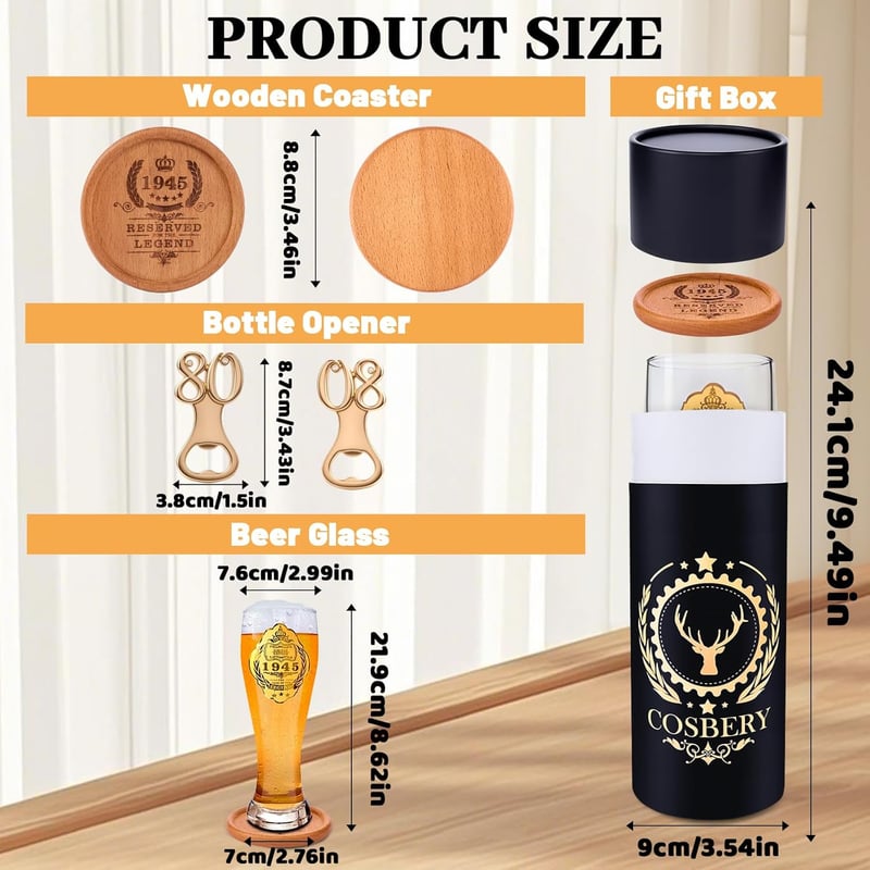 Personalisierte Bierglas-Gravur 580ml für 80. Geburtstag Mann