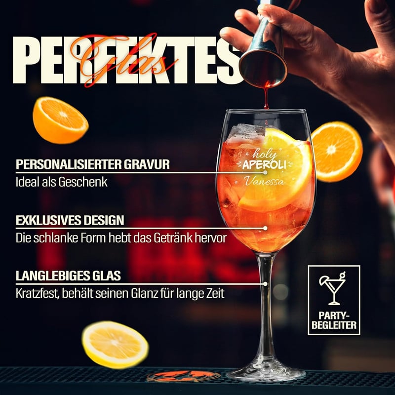 Personalisierte Aperol Spritz Gläser mit Gravur - 350ml oder 530ml