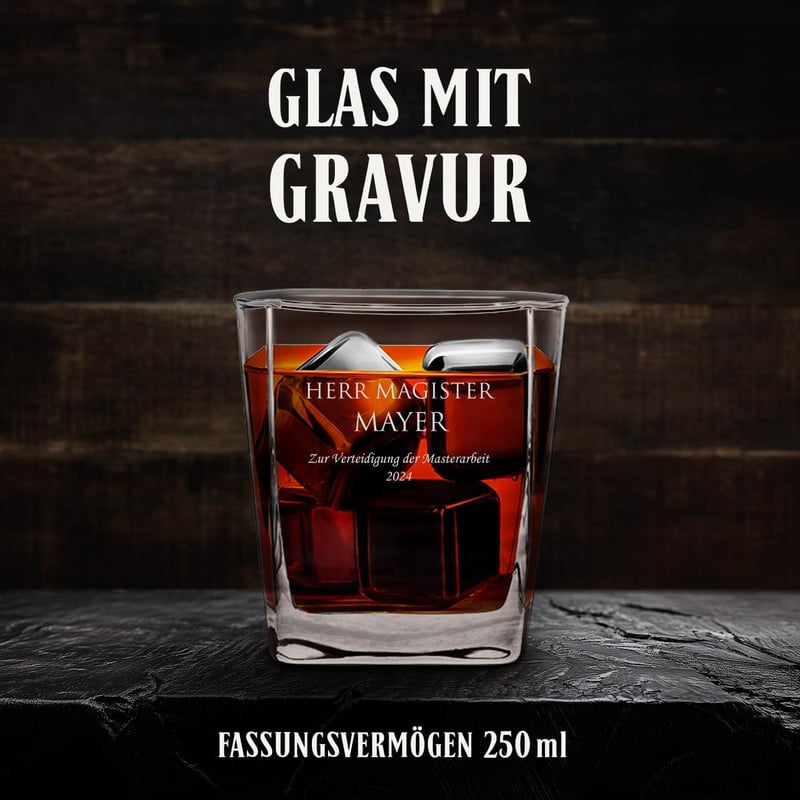 Personalisierte Whiskygläser mit Gravur für Männer - 250 ml