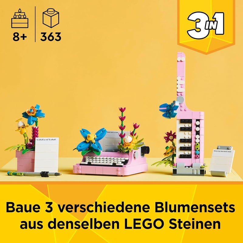 LEGO Creator 3in1 Schreibmaschine – Kreatives Geschenk für Kinder ab 8 Jahren