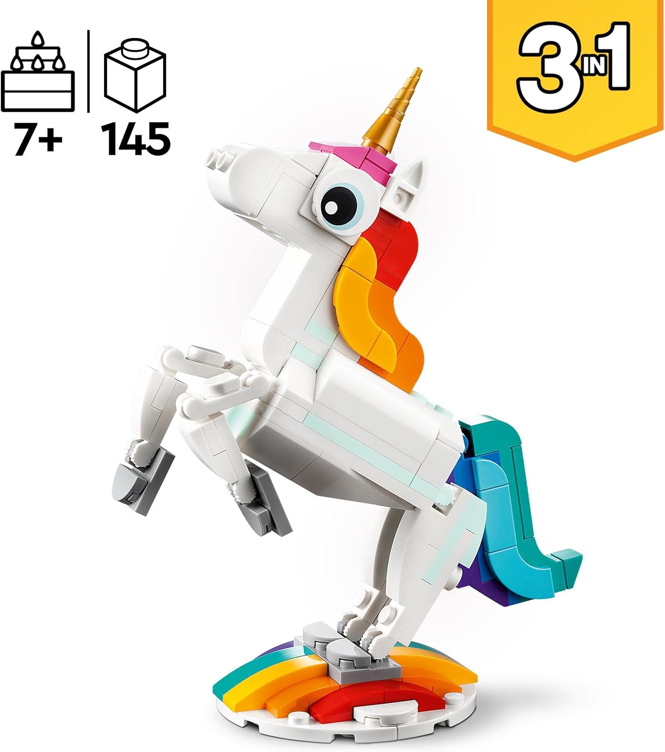 LEGO Creator 3-in-1 Magisches Einhorn – 7+ Jahre – Kreatives Spielzeug