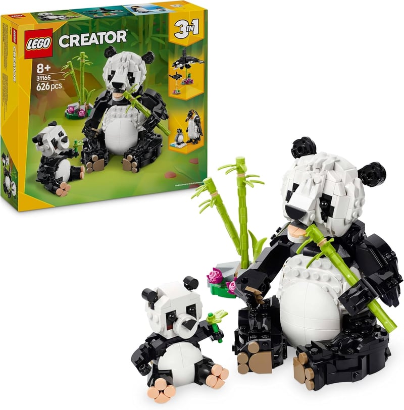 LEGO Creator 3in1 Wilde Tiere: Pandafamilie – Bautier für Kinder ab 8 Jahren