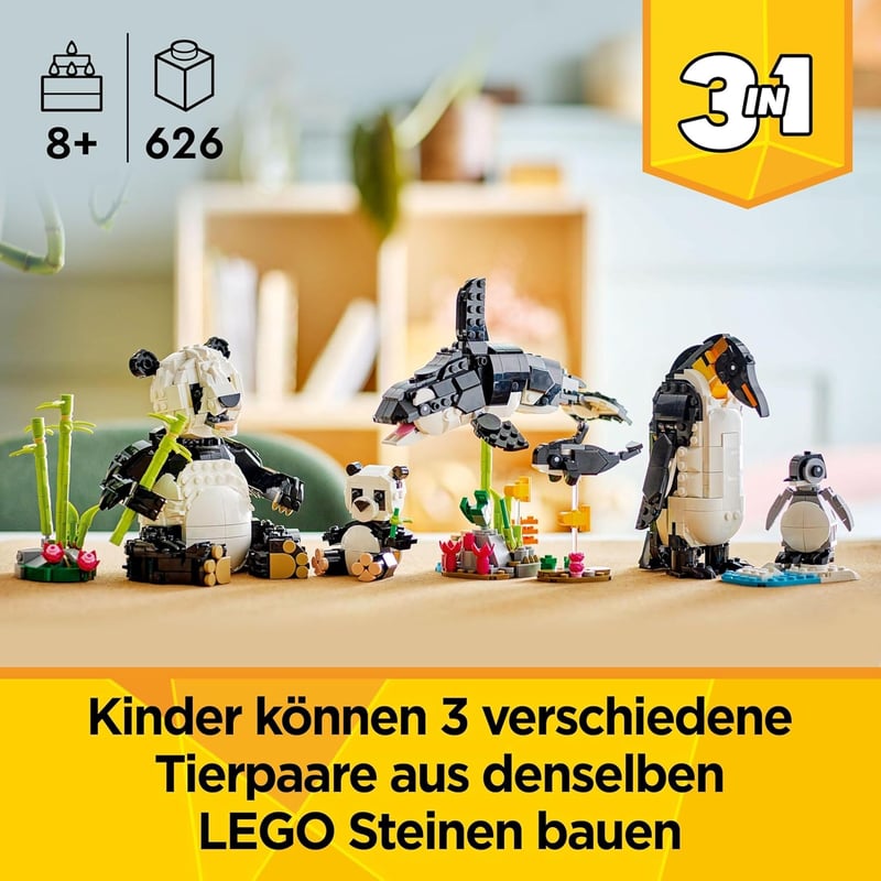 LEGO Creator 3in1 Wilde Tiere: Pandafamilie – Bautier für Kinder ab 8 Jahren